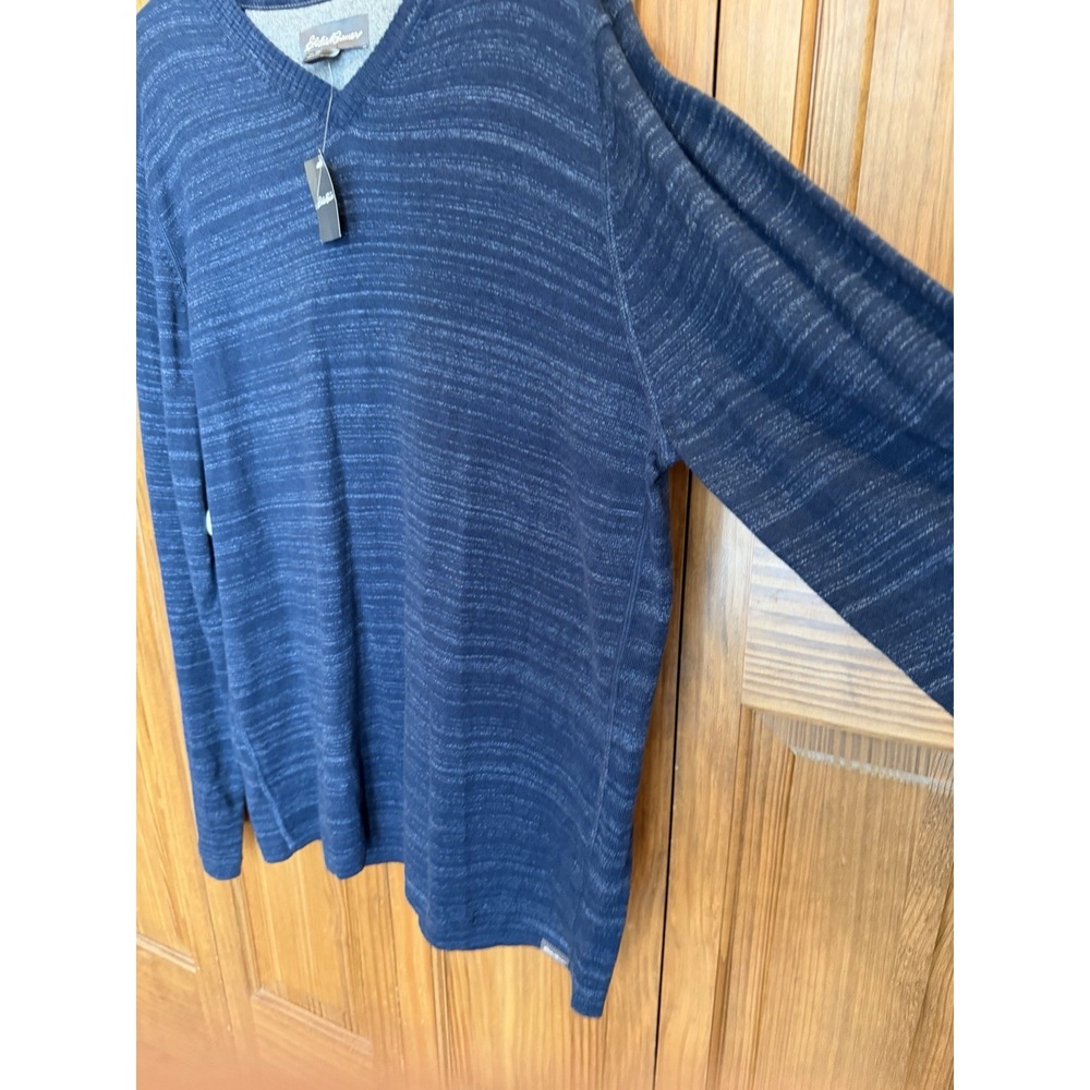Eddie Bauer Men's Tall XL Wool Blend Sweater V-Neck Blue Long Sleeve NWT - Picture 7 of 8
